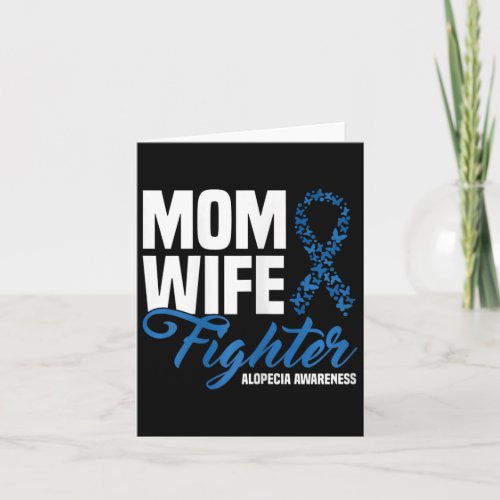 Wife Fighter Blue Ribbon Alopecia Awareness  Card