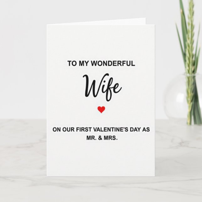 Wife First Valentine Mr Mrs Card (Front)