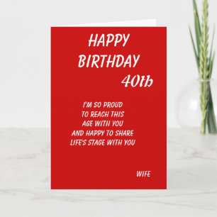 Wife fortieth birthday cards-from proud husband card