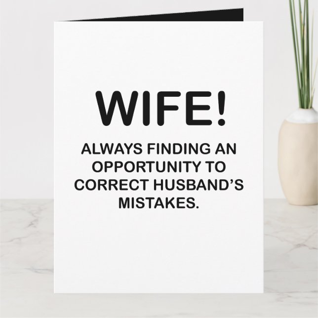 Wife Funny Typography Wife Greeting Card (Front)