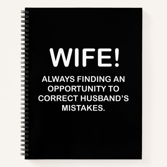 Wife Funny Typography Wife  Notebook (Front)
