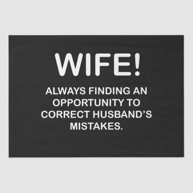 Wife Funny Typography Wife Tissue Paper (Front)