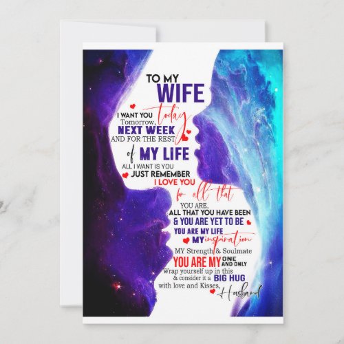 Wife Gift  Letter To My Wife Love From Husband Holiday Card