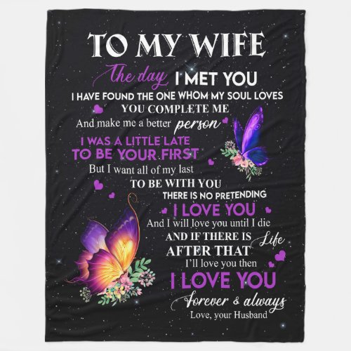 Wife Gifts  Letter To My Wife From Husband Fleece Blanket
