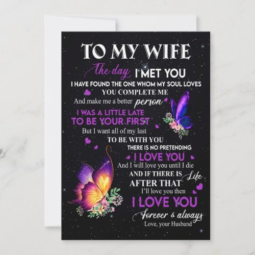 Wife Gifts  Letter To My Wife From Husband Holiday Card
