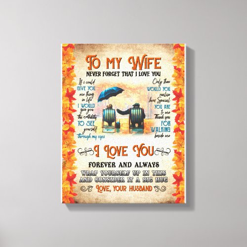 Wife Gifts  Letter To My Wife Love From Husband Canvas Print