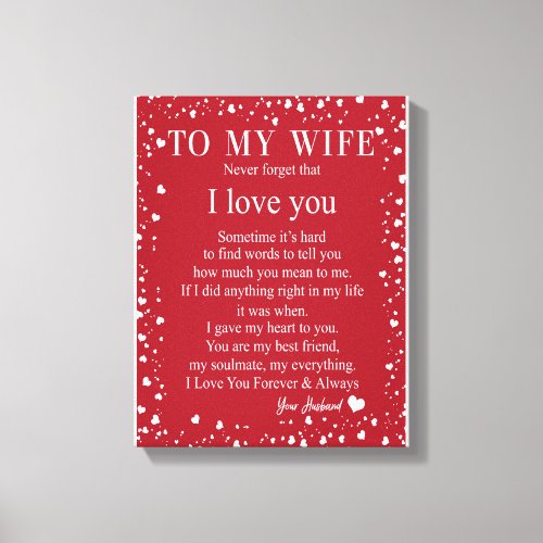 Wife Gifts  Letter To My Wife Love From Husband Canvas Print