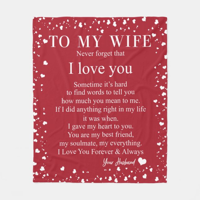 Wife Gifts | Letter To My Wife Love From Husband Fleece Blanket (Front)