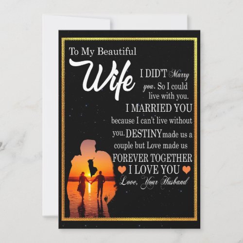 Wife Gifts  Letter To My Wife Love From Husband Holiday Card