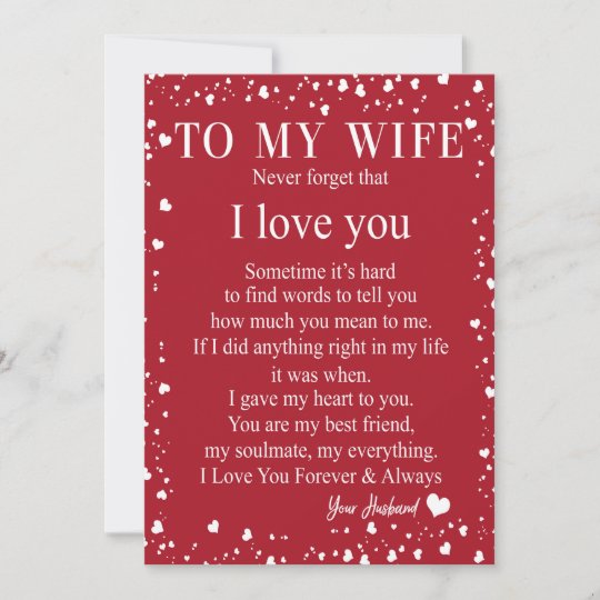 Wife Gifts Letter To My Wife Love From Husband Holiday Card Zazzle Com