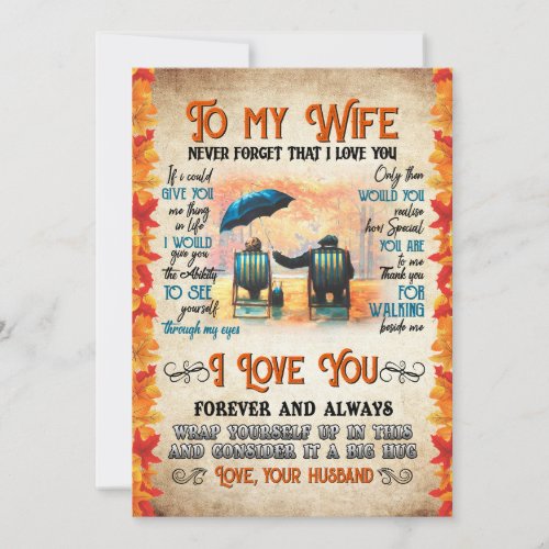 Wife Gifts  Letter To My Wife Love From Husband Holiday Card