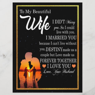 Wife Gifts   Letter To My Wife Love From Husband Letterhead