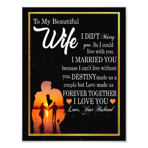 Wife Gifts  Letter To My Wife Love From Husband Photo Print