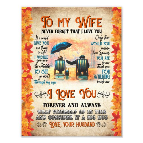 Wife Gifts  Letter To My Wife Love From Husband Photo Print