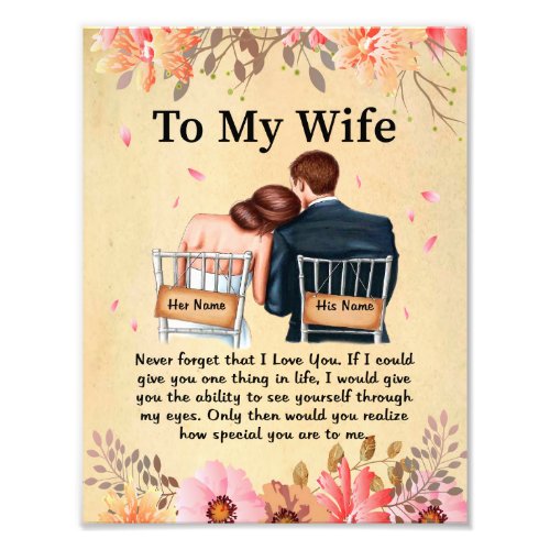 Wife Gifts  Letter To My Wife Love From Husband Photo Print