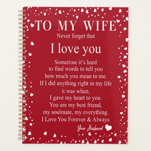 Wife Gifts  Letter To My Wife Love From Husband Planner