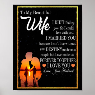 Wife Gifts Letter To My Wife Love From Husband Poster