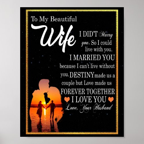 Wife Gifts  Letter To My Wife Love From Husband Poster