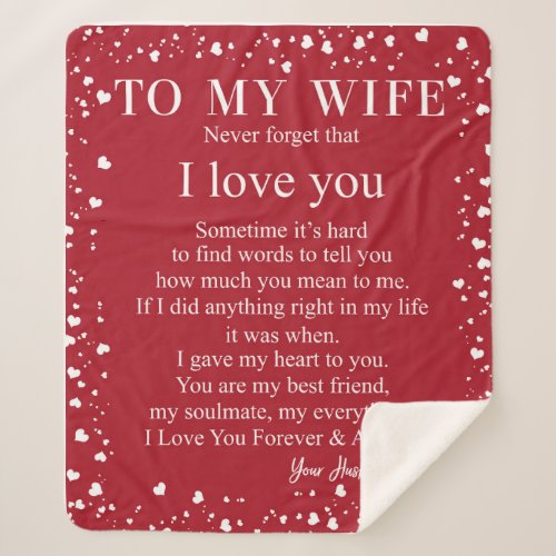 Wife Gifts  Letter To My Wife Love From Husband Sherpa Blanket