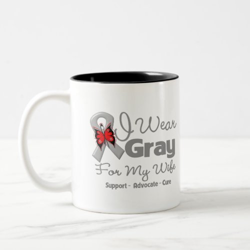 Wife _ Gray Ribbon Awareness Two_Tone Coffee Mug