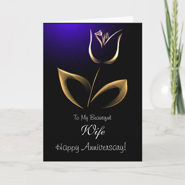 Wife / Happy Anniversary - Fractal Tulip Card (Front)