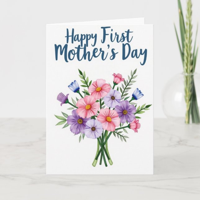 Wife Happy Day Floral Art Card (Front)