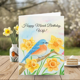 Wife Happy March Birthday Blue Bird Card