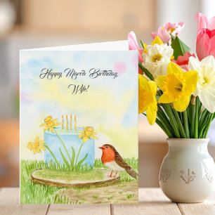 Wife Happy March Birthday Daffodils Card