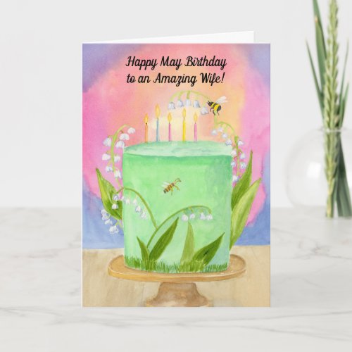 Wife Happy May Birthday Lily of Valley Card