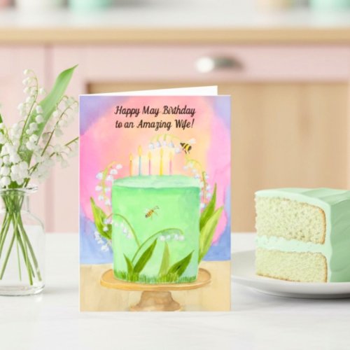 Wife Happy May Birthday Lily of Valley Card