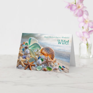 Wife Happy Mothers Day Pretty Beach Seashells Sea Card