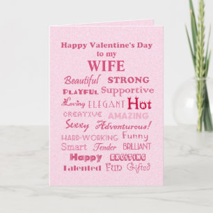 Wife Happy Valentine's Day Words of Praise Holiday Card
