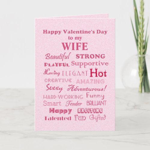 Wife Happy Valentines Day Words of Praise Holiday Card