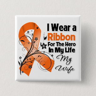 Wife Hero in My Life Leukemia Pinback Button