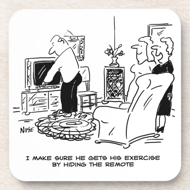 Wife Hides the TV Remote Control Beverage Coaster (Front)