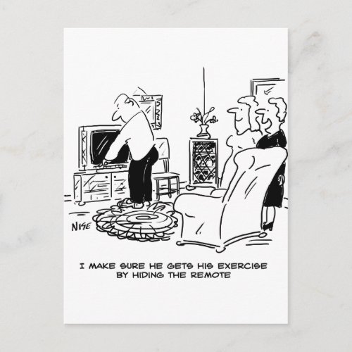 Wife Hides the TV Remote Control Postcard