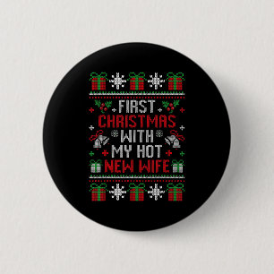 Wife Husband First Christmas Just Married Christma Button