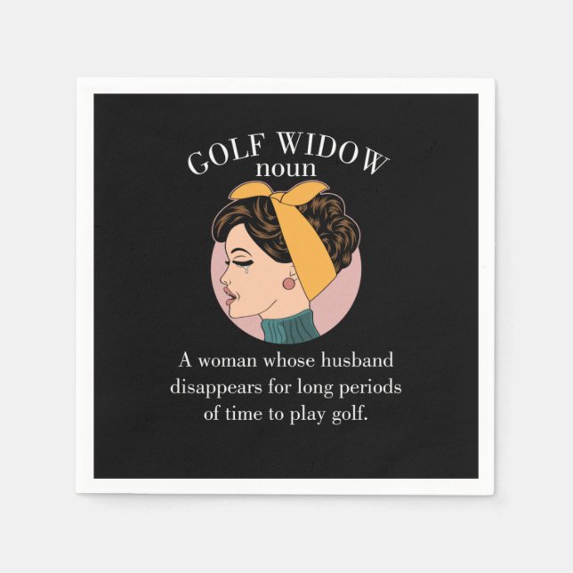 Wife Husband Golfer Funny Gift Golf Widow Noun Def Napkins (Front)