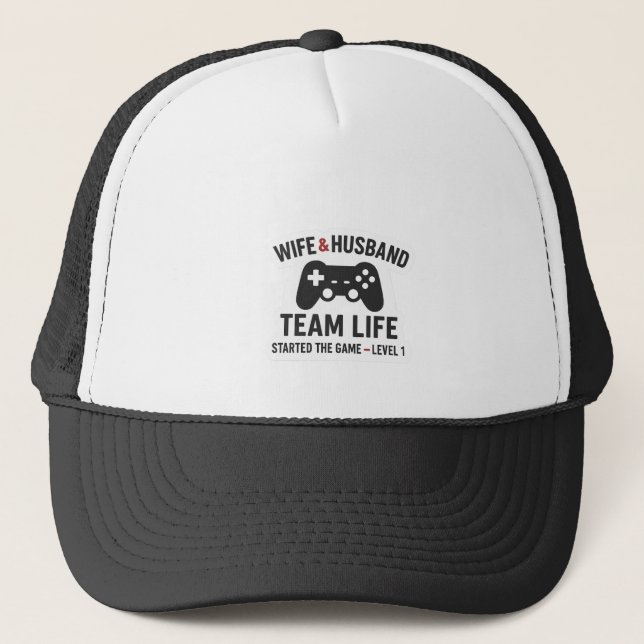 “Wife & Husband Team Life Cap – Just Married Coupl (Front)
