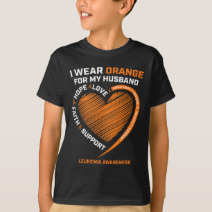 Wife I Wear Orange For My Husband Leukemia Awarene T-Shirt