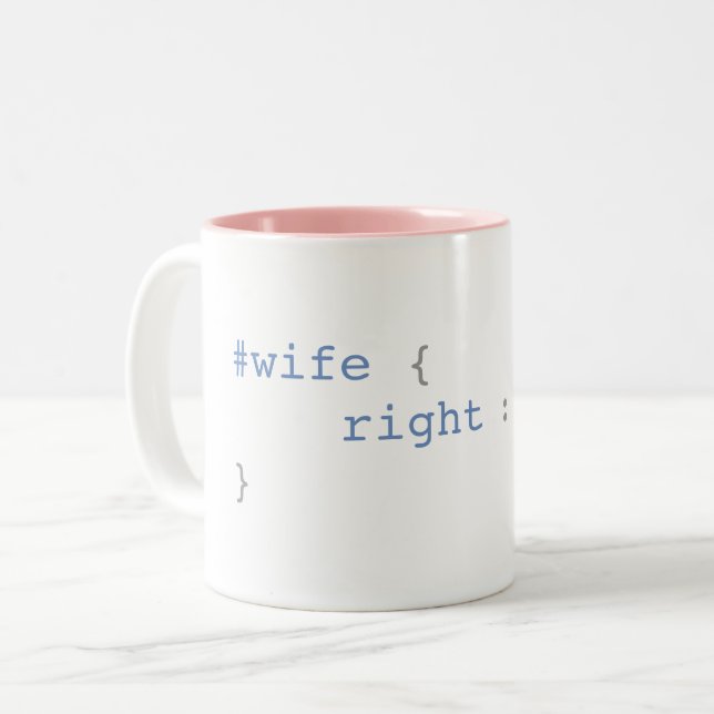 Wife is Always Right Funny CSS Two-Tone Coffee Mug (Front Left)