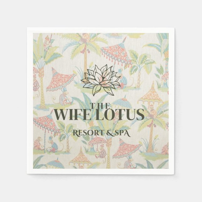 Wife Lotus Bachelorette Cocktail Napkin Design (Front)