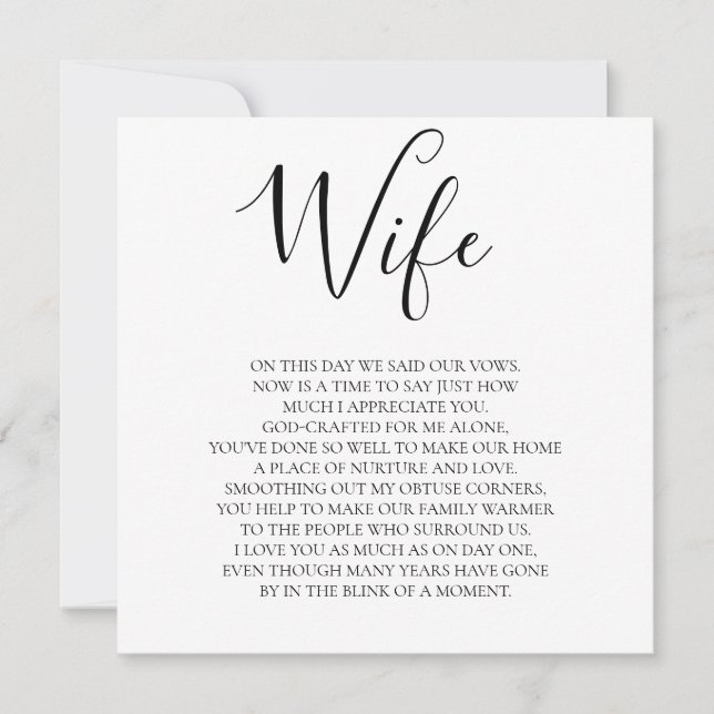 Wife love poem from husband card (Front)
