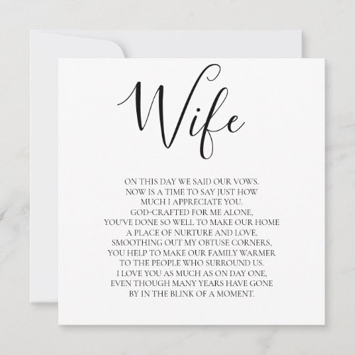 Wife love poem from husband card