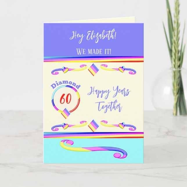 Wife love you diamond 60th anniversary purple card (Front)