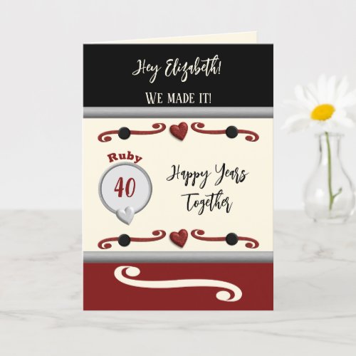 Wife love you ruby 40th anniversary black card