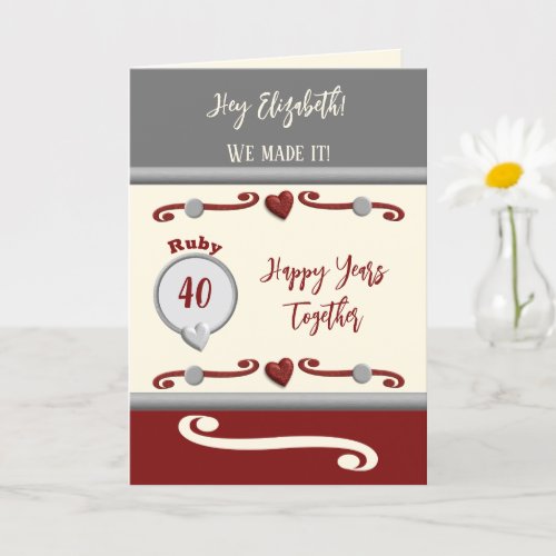 Wife love you ruby 40th anniversary grey card