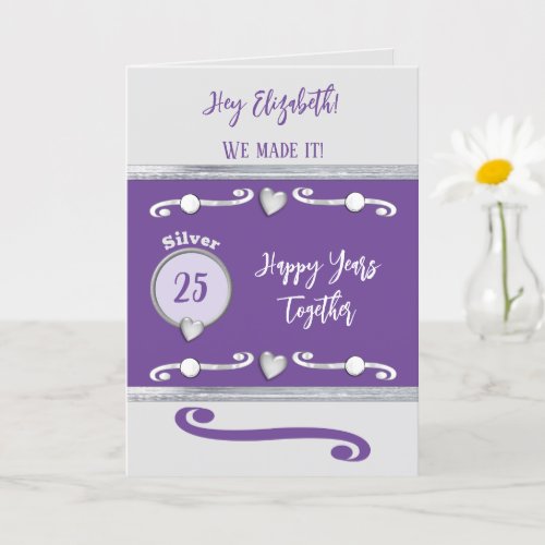 Wife love you silver 25th anniversary purple card