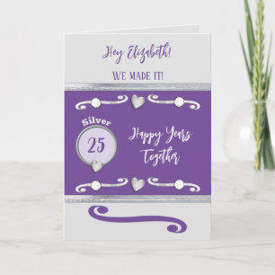 Wife love you silver 25th anniversary purple card
