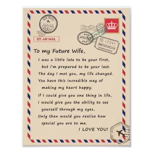 Wife Lovers  To My Future Wife I Love You Photo Print